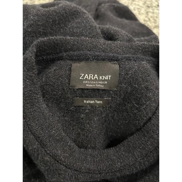 Zara Knit Womens Long Sleeve Pullover Sweater Dress Small Crewneck Black Pull On - Picture 6 of 6